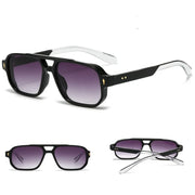 Retro Double Beam Sunnies Leopard Print Eyewear PC Unisex Polarized Sunglasses Square Frame Lightweight Anti-UV Glasses Men