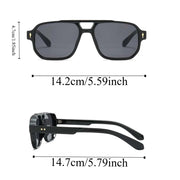 Retro Double Beam Sunnies Leopard Print Eyewear PC Unisex Polarized Sunglasses Square Frame Lightweight Anti-UV Glasses Men