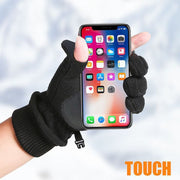 Outdoor Ski Riding Gloves | Black Variant with Fleece Flip Cover