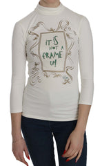 Exte Chic White Printed Turtle Neck Blouse - Retail Flare