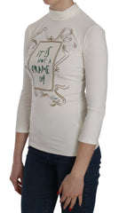 Exte Chic White Printed Turtle Neck Blouse - Retail Flare