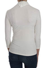 Exte Chic White Printed Turtle Neck Blouse - Retail Flare