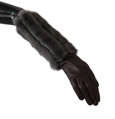 Dolce & Gabbana Elegant Mid-Arm Leather Gloves in Brown - Retail Flare