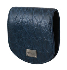 Dolce & Gabbana Elegant Blue Caimano Leather Condom Case Wallet - Retail Flare