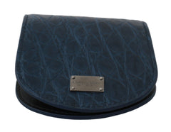 Dolce & Gabbana Elegant Blue Caimano Leather Condom Case Wallet - Retail Flare