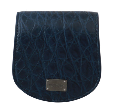 Dolce & Gabbana Elegant Blue Caimano Leather Condom Case Wallet - Retail Flare
