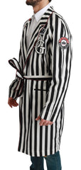 Dolce & Gabbana Elegant Belted Robe Nightgown in Black & White - Retail Flare