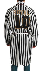 Dolce & Gabbana Elegant Belted Robe Nightgown in Black & White - Retail Flare