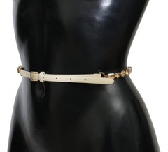 Dolce & Gabbana Champagne Crystal Embellished Leather Belt - Retail Flare