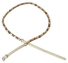 Dolce & Gabbana Champagne Crystal Embellished Leather Belt - Retail Flare