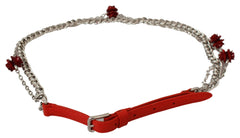 Dolce & Gabbana Elegant Floral Rose Waist Belt in Vibrant Red Dolce & Gabbana Retail Flare