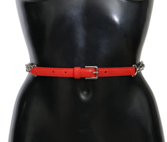 Dolce & Gabbana Elegant Floral Rose Waist Belt in Vibrant Red Dolce & Gabbana Retail Flare