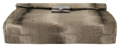 Dolce & Gabbana Beige Velvet Croco-Print Leather Briefcase Clutch - Retail Flare