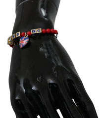Dolce & Gabbana Elegant Blue Red Glass Cotton Blend Bracelet - Retail Flare