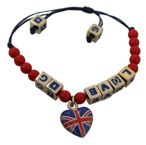 Dolce & Gabbana Elegant Blue Red Glass Cotton Blend Bracelet - Retail Flare