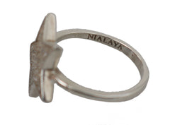 Nialaya Chic Silver CZ Crystal Women's Statement Ring - Retail Flare