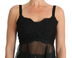 Dolce & Gabbana Elegant Black Silk Floral Lace Chemise Dress - Retail Flare