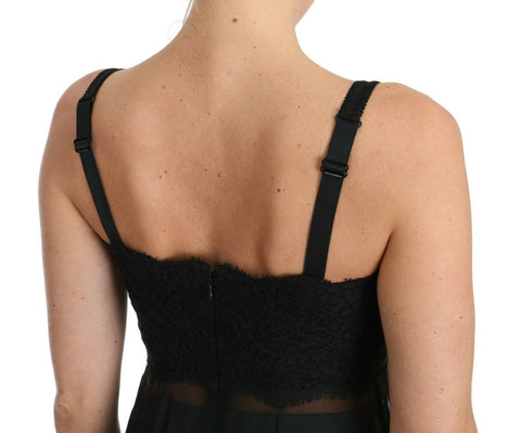 Dolce & Gabbana Elegant Black Silk Floral Lace Chemise Dress - Retail Flare
