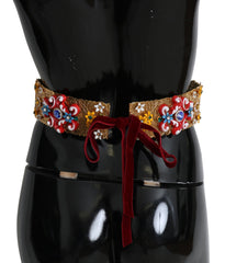 Dolce & Gabbana Gold-Tone Floral Crystal Waist Belt - Retail Flare