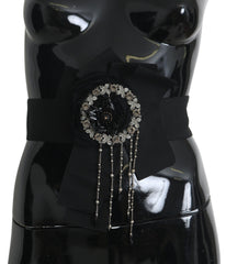 Dolce & Gabbana Elegant Black Crystal Waist Belt - Retail Flare