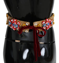 Dolce & Gabbana Golden Floral Crystal Embellished Waist Belt - Retail Flare