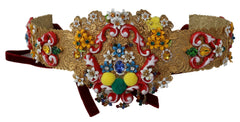 Dolce & Gabbana Golden Floral Crystal Embellished Waist Belt - Retail Flare