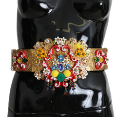 Dolce & Gabbana Golden Floral Crystal Embellished Waist Belt - Retail Flare