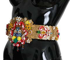 Dolce & Gabbana Golden Floral Crystal Embellished Waist Belt - Retail Flare