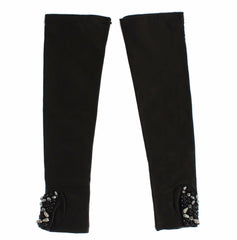 Dolce & Gabbana Elegant Crystal Beaded Leather Gloves - Retail Flare