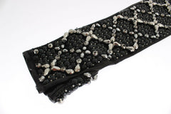 Dolce & Gabbana Elegant Crystal Beaded Leather Gloves - Retail Flare