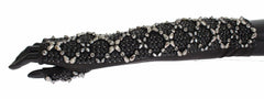 Dolce & Gabbana Elegant Crystal Beaded Leather Gloves - Retail Flare
