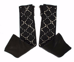Dolce & Gabbana Elegant Crystal Beaded Leather Gloves - Retail Flare
