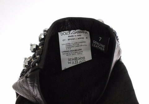 Dolce & Gabbana Elegant Crystal Beaded Leather Gloves - Retail Flare