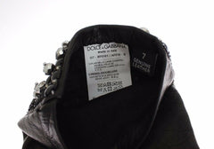 Dolce & Gabbana Elegant Crystal Beaded Leather Gloves - Retail Flare