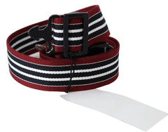 Costume National Striped Leather Fashion Belt in Black & Red - Retail Flare