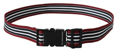Costume National Striped Leather Fashion Belt in Black & Red - Retail Flare