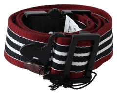 Costume National Striped Leather Fashion Belt in Black & Red - Retail Flare