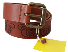 Just Cavalli Chic Brown Leather Logo Waist Belt - Retail Flare