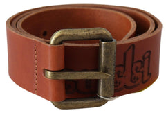Just Cavalli Chic Brown Leather Logo Waist Belt - Retail Flare