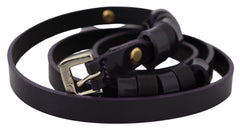 GF Ferre Chic Black Leather Belt with Chrome Silver Tone Buckle - Retail Flare