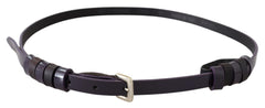 GF Ferre Chic Black Leather Belt with Chrome Silver Tone Buckle - Retail Flare