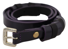 GF Ferre Chic Black Leather Belt with Chrome Silver Tone Buckle - Retail Flare
