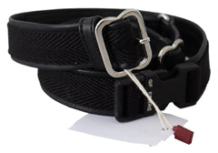 GF Ferre Chic Black Leather Waist Belt with Chrome Buckle - Retail Flare