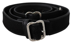 GF Ferre Chic Black Leather Waist Belt with Chrome Buckle - Retail Flare