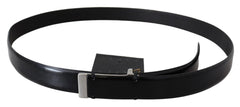 PLEIN SUD Elegant Black Leather Waist Belt - Retail Flare