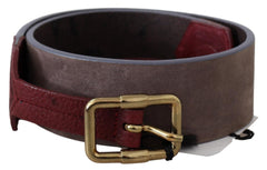 GF Ferre Elegant Brown Leather Belt with Gold Buckle - Retail Flare