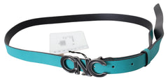 Costume National Chic Blue Green Leather Fashion Belt - Retail Flare
