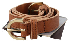 Scervino Street Elegant Brown Leather Double Buckle Belt - Retail Flare