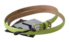 Scervino Street Classic Green Leather Belt with Silver-Tone Hardware - Retail Flare
