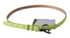Scervino Street Classic Green Leather Belt with Silver-Tone Hardware - Retail Flare